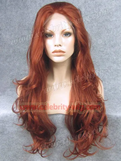 Extra Long Red Curly Synthetic Lace Front Wig Haifa Wehbe Wig