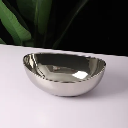 Modern Silver Plating Indoor/Outdoor Large Ceramic Flower Pot
