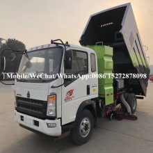 Howo 4x4 5m3 camión de vacío de polvo de camarero de basura
