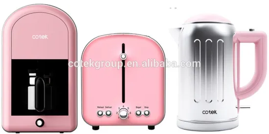 Small kitchen appliance baby pink of toaster kettle and coffee machine