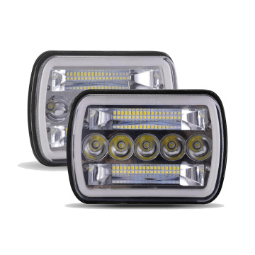 45W Rectangle DRL Amber Turn Light 7 Inch Square LED Headlight