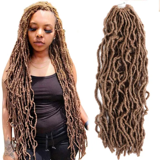 wholesale crochet new locs Soft Gypsy Locs Pre-Looped Wavy Twist Braiding Hair Dreadlocks goddess curly faux locs crochet hair
