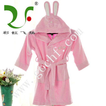 100% cotton hooded cartoon bathrobe for kids