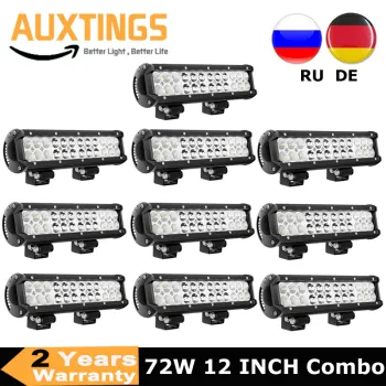 10pcs 12"INCH 72W LED Light Bar Offroad Driving Lamp Combo Beam For 4x4 SUV ATV UTV Truck Boat Car