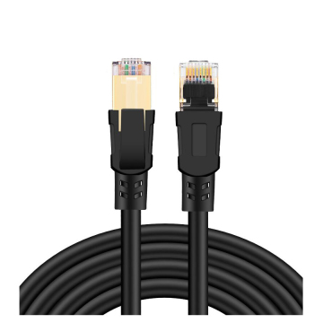 Geformtes schwarzes Cat8 Runde Drahtnetzwerk Jumper Kabel reines Kupfer