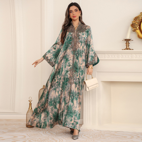 لباس ماکسی زنانه ابیا کفتان گل سبز عید