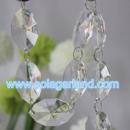 Acrylic Crystal Diamond Cut Shuttle Beads Garland With Silver Key Ring