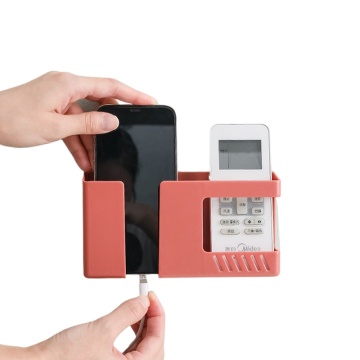 Multi-Functional Nail-Free Glue Wall-Mounted Storage Solution: Phone Charging & Remote Control Organizer
