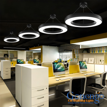 LED moderne creux rond pendant nordique pour les bureaux de luxe contemporains