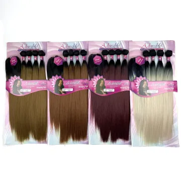 cheap synthetic hair with lace closure, amazing Yaki wave two tone color synthetic hair extension