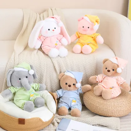 Custom Goodnight Series 40cm Plush Toys: Rabbit, Bear, Pig, Elephant Stuffed Animals
