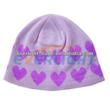 100% Acrylic jacquard knitted hat for girl