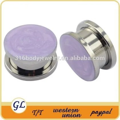 TP011123 stainless steel epoxy giant gauge ear plugs , ear plug body piercing jewellery