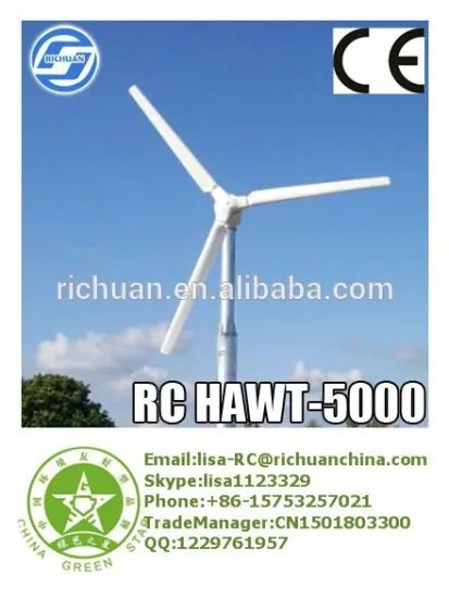 off-grid permanet magnet generator Chinese manufacturers Richuan 5kw home use Horizontal Wind turbine Generator