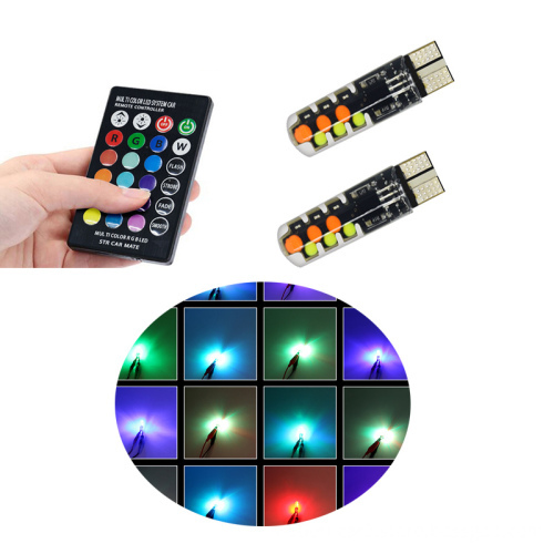 1Set W5W T10 LED Bulbs 168 192 RGB Remote Control COB Lamp for Car Interior Lighting
