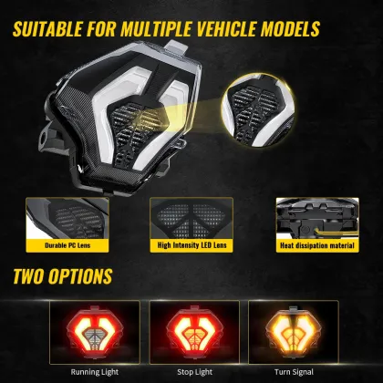 E-mark Motorcycle LED Tail Light Assembly for Yamaha YZF R3/YZFR25/MT-07/FZ07/MT-03/MT-25 Factory Tail Lamp Accessories