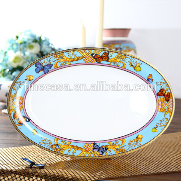 14 Inches Luxury Fine Bone China Oval Plate Dish of Song of Joy