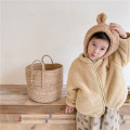 Crianças urso bordado bonito lambswool acolchoado jaqueta