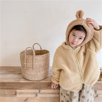 Kanak-kanak Bear Embroidery Cute Lambswool Padded Jacket