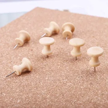 Walnut Wood Thumb Tacks - Decorative Wooden Push Pins for Bulletin & Cork Boards