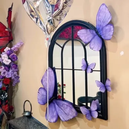 Wire frame satin paper spray-painted butterfly crafts