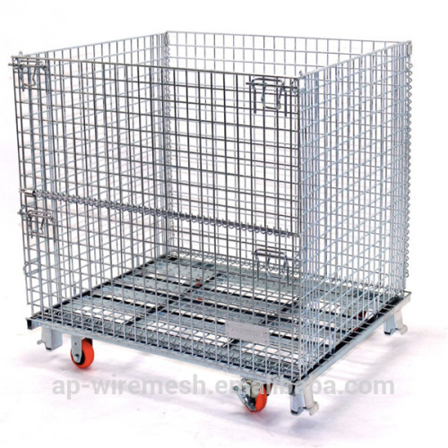 Stackable Wire Mesh Container/ Metal Turnover Box with Wheels