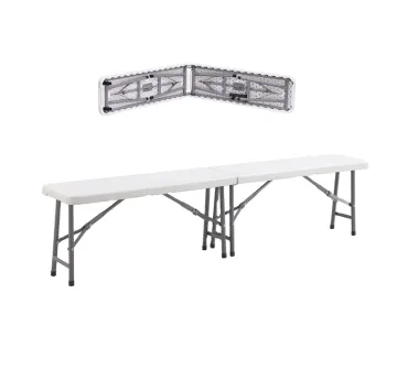 6ft 183cm Folding Bench: Perfect Addition to Your Picnic, Garden, Patio, or Balcony - White Plastic Bench and Stool