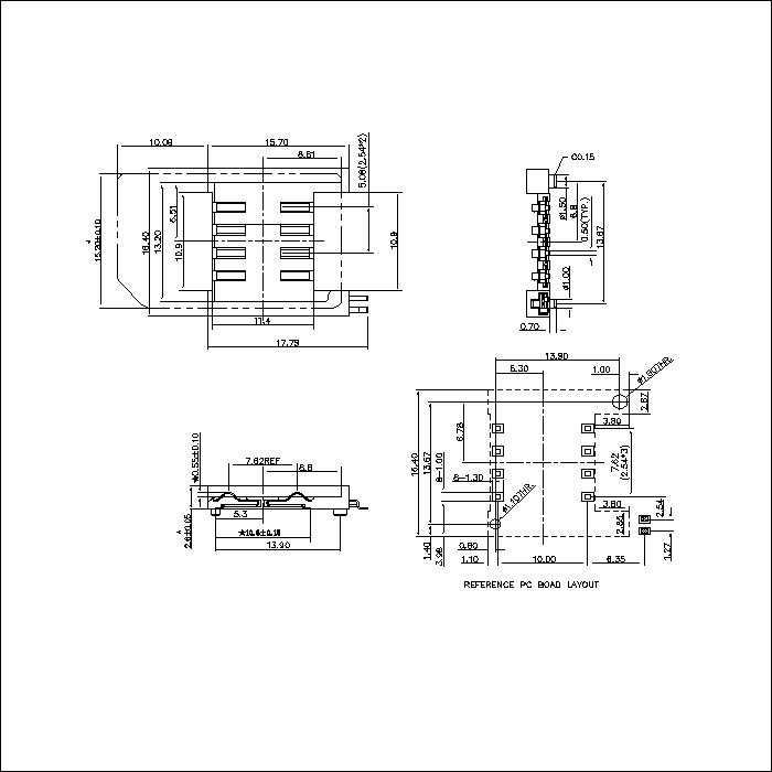 SIM series 8Pin with boss 2.60mm height Short foot with switch connector ATK-SIM8X260A020