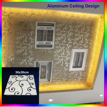 Washroom Roof Decoration Golden Color Artisticl Pattern Light weight aluminum Ceiling Tile