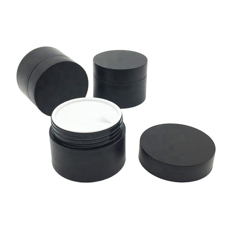 hohe Qualität 30 ml 50 ml 100 ml Hautpflege leeres recyceltes Material Kunststoff PP Schwarze Kosmetik Verpackung breites Gesichtscreme Glas