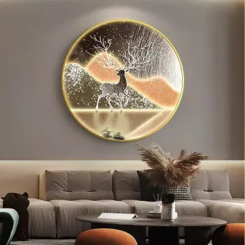 Home Decoration Abstract art oil painting animal deer crystal porcelain painting