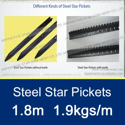1.8m 2.04kg/m galvanized steel star pickets