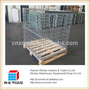 zinc coated steel welded folded warehouse wire pallet mesh container