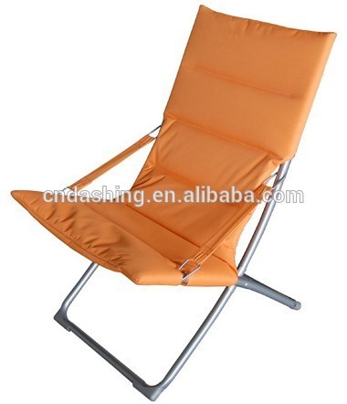 Steel folded recliner chair with plastic armrest