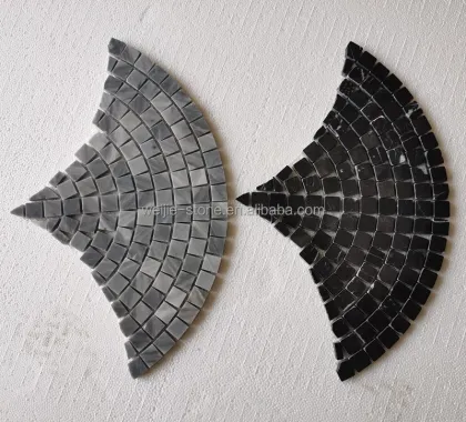New Trend Waterproof Irregular Fan Shaped Black Marble Mosaic Kitchen Wall Tile