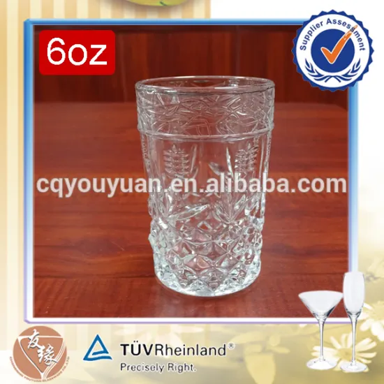Bulk wholesaler drinkware type beautiful small glass cup fancy 6oz tumbler glassware