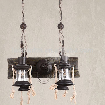 Decorative tree trunk made in iron and resin pendant lamp