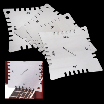4pcs Edelstahlgitarre gekerbte Radius -Gauge Fingerboard Griffbrett Messwerkzeugsatz
