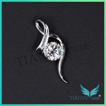 14K Gold 1 Carat White Round Billiant Cut Moissanite Diamond Pendants Charms for Necklaces Jewellery