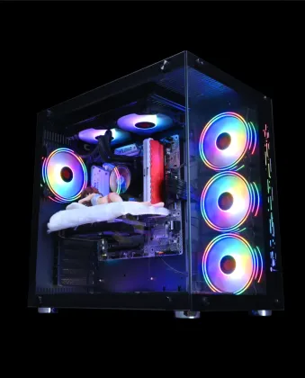 High-Performance Video Montage Computer with I9 Processor, 32GB RAM, Dual Storage, RTX 2080, UPS, and HD Monitor