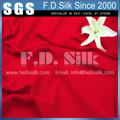 High quality Hellosilk chinese red reflect natural crepe de chine