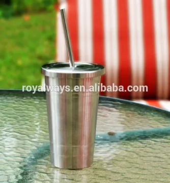 Personalized 16oz stainless steel straw tumbler for hot or cold drink