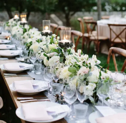 White Flower Runners and Table Runners for Weddings