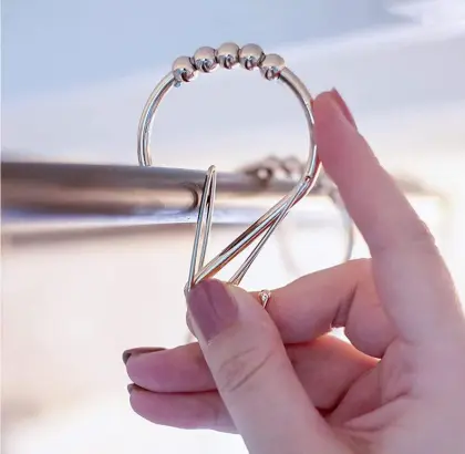 Easy Install Double Spring Hook Shower Curtain Hooks with Roller Ball - OEM ODM Available