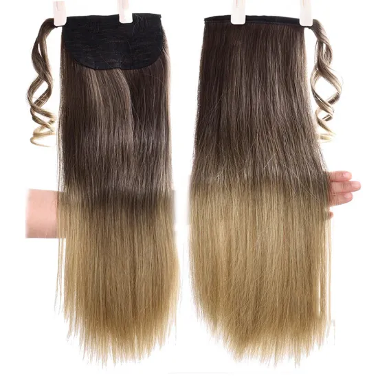 Low Price 24 inch Long Straight Drawstring Ponytail Hairpiece With Hairpins Pony Tail Hair Extensions Synthetic Ponytail
