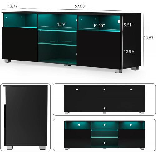 LED TV Stand High Glossy Entertainment Center Modern Television Stands com grande armazenamento