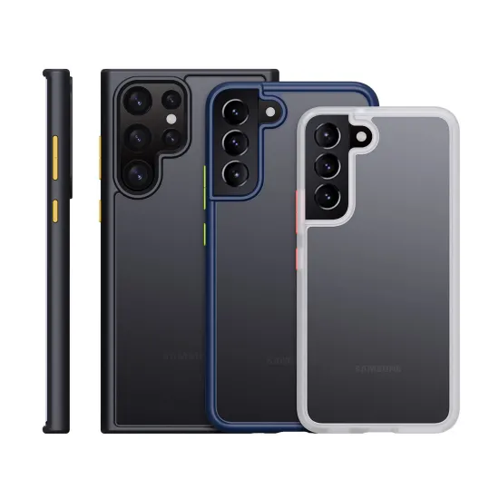 Semi-Clear Matte Hard Back & Soft Edge Slim Shockproof Phone Case for Samsung Galaxy S22/S23/S24 Plus/Ultra