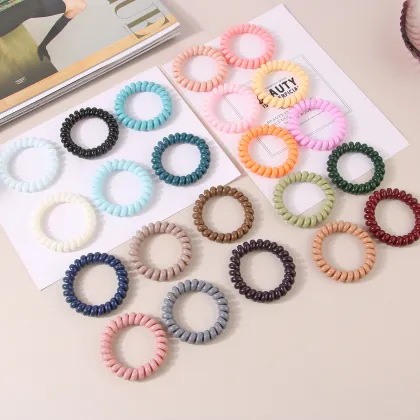 Elastic Hair Bands Spiral Coil Telephone Wire Hair Ties Rubber Bands