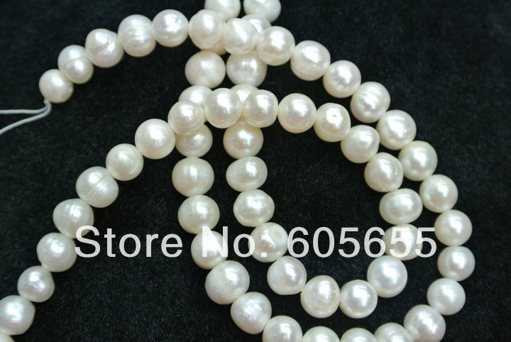 7~8mm White Fresh Water Pearl Round Potato Beads Good Quality