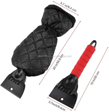 Ice Scraper and Waterproof Snow Mitt Set for Car Windshield Cleaning